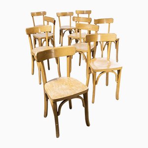 French Blonde Beech & Bentwood Dining Chairs Model 1405 from Baumann, 1950s, Set of 4