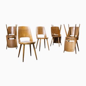 French Light Beech & Bentwood Mondor Dining Chairs by Joamin Baumann, 1960s, Set of 8