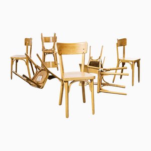 French Blonde Beech & Bentwood Dining Chairs Model 1403 from Baumann, 1950s, Set of 8