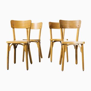French Blonde Beech & Bentwood Dining Chairs Model 1402 from Baumann, 1950s, Set of 4