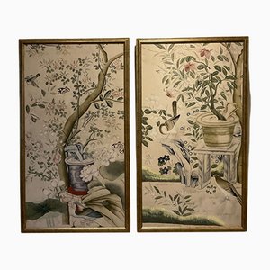 English Chinoiserie Style Panels in a Decorative Frame, 1930s, Set of 2
