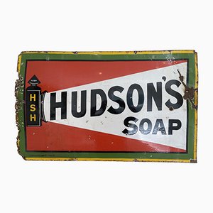 Antikes emailliertes Werbeschild von Hudson's Soap