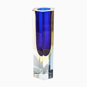 Hand-Crafted Blue Murano Small Glass Vase by Flavio Poli, Italy, 1960