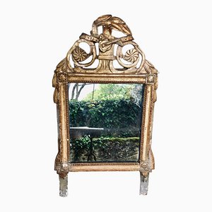 Antique French 18th Century Carved Gilt Wood Frame Mirror with Original Mercury Glass