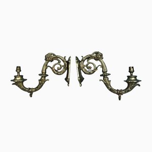 Very Large Antique 19th Century French Gilt Bronze Wall Lights by Dauphin Design, Set of 2