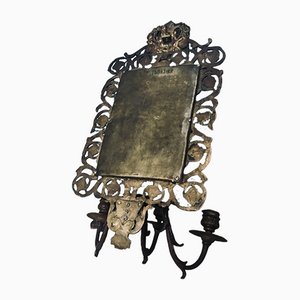 Louis XVI Bronze Girandole Mirror Candle Sconce with Beveled Mercury Glass