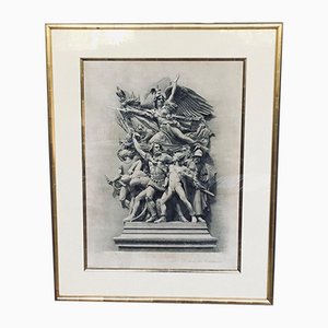 Wide Antique French 19th Century Copperplate Lithograph Print of The Departure of Jules Jacquet by Rudi, 1898