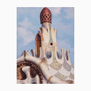 Guell de Gaudi, Fin 20ème Siècle, Huile sur Panneau, Encadrée