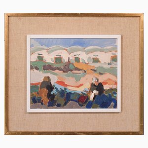 Impressionistische Gemälde von Fishing Folk, 2er Set
