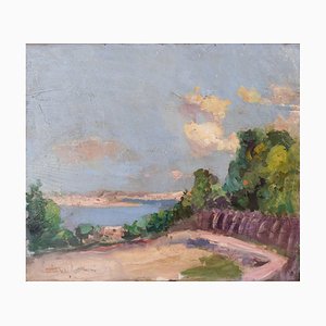 Impressionist Coastal Landscape, 20th-Century, Oil on Board