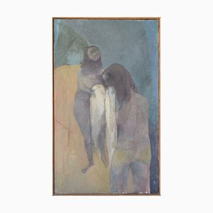 After Keith Vaughan, Großes Gemälde mit weiblichen Figuren, 1940er, Öl auf Leinwand, Gerahmt