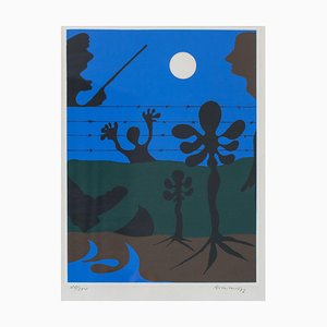 After Joan Miró, Moonlit Scene, 1973, Lithograph, Framed