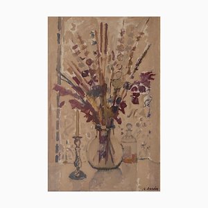 Huile sur Toile de Fleurs dans un Vase par Rafael Duran