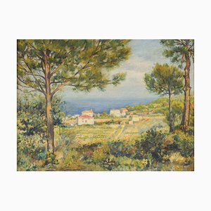 Palamós, Post-Impressionist Landscape, 1952, Oil on Canvas, Framed