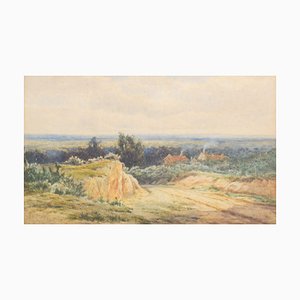 James Edward Grace, paisaje rural, 1879, acuarela sobre papel, enmarcado