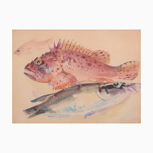 Poissons, 1935, Aquarelle