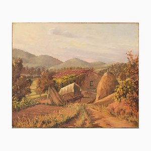 Impressionist Farmyard Landscape, Early 20th Century, Oil on Canvas