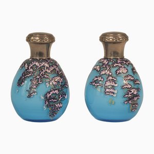 Enamelled Glass Perfume Bottles, Set of 2