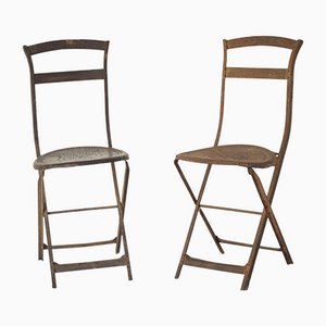 Antique French Folding Chairs, Set of 2