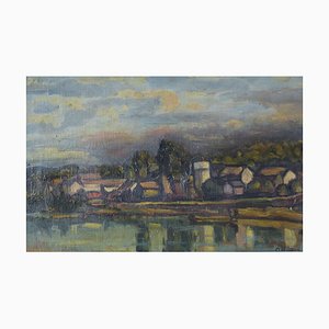 Michel Adlen, Landscape of Chaufour, France, 1920s, Oil on Canvas, Framed