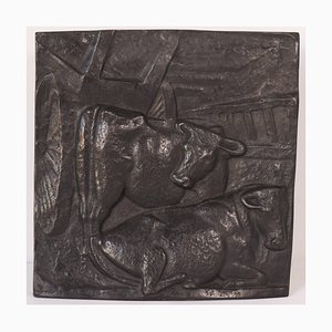 Grande Plaque Figurative Manuel Martinez Hugué, 1930s, Bronze