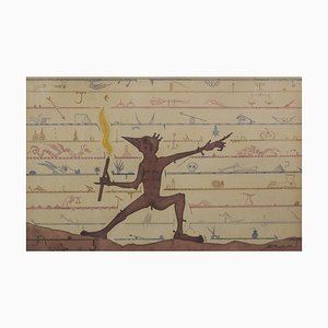Mythologische Elfe mit Laterne, 1975, Radierung auf Papier