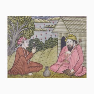 Figures Islamiques, Peinture sur Ivoire Synthétique, 20ème Siècle, Encadré