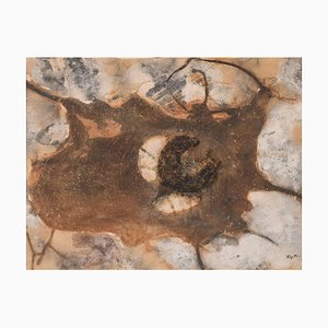 uvre Abstraite, Milieu du XXe Siècle, Technique Mixte & Sable sur Papier