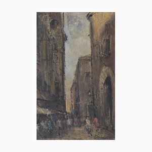 Palls Trillas, Scène de la Ville de Barcelone, 20ème Siècle, Huile sur Toile