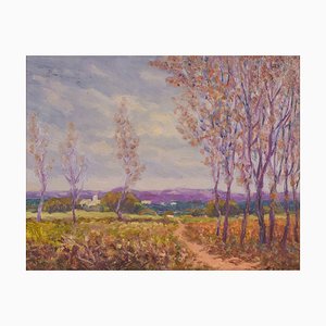 Paesaggio impressionista, metà XX secolo, olio su tavola
