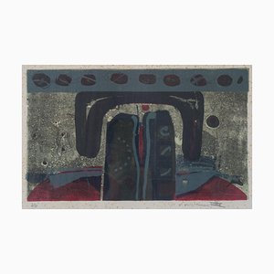 Composición Abstracta, Años 70, Aguafuerte y Aguatinta sobre Papel, Enmarcado