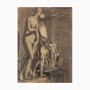 Zeichnung von Skulpturen, spätes 19. oder frühes 20. Jahrhundert, Bleistift & Kohle auf Papier
