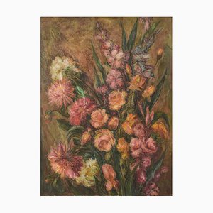 Bodegón con flores, principios del siglo XX, óleo sobre lienzo, enmarcado