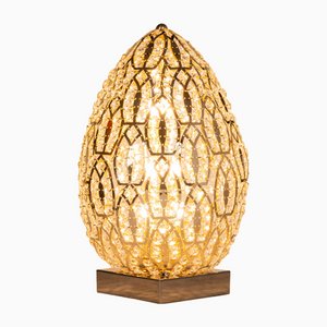 Lámpara de mesa Egg Arabesque mediana de níquel negro, oro de 24 quilates y cristal de VGnewtrend