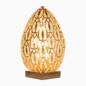 Mittelgroße Egg Arabesque Tischlampe aus 24 Karat Gold, Stahl & Kristallglas in Schwarzem Nickel von VGnewtrend