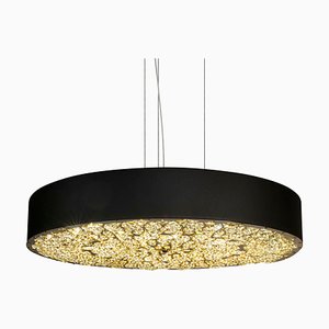Lámpara colgante Chrysler Arabesque n. ° 2 en acero y cristales en negro y dorado de VGnewtrend, Italia