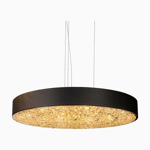 Lámpara colgante Chrysler Arabesque n. ° 3 en acero y cristales en negro y dorado de VGnewtrend, Italia