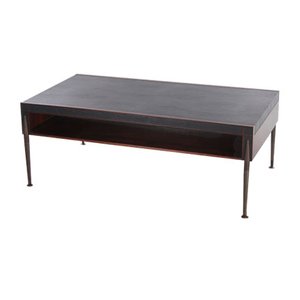 Mid-Century Leather Coffee Table with Bronze Legs, 1960