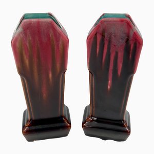 France Art Deco Ceramic Vase from Orchies, 1920s, Set of 2