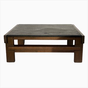 Brutalist Modernist Black Grey Natural Stone Coffee Table by Carl Straub, Germany, 1979