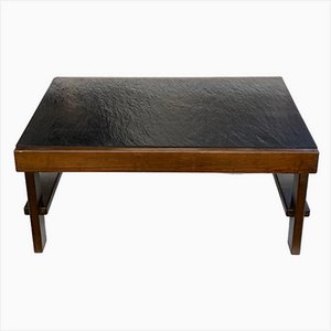 Brutalist Modernist Black Grey Natural Stone Coffee Table by Carl Straub, Germany, 1979