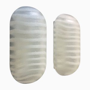 German Modernist Striped Glass Wall Lamps or Sconces from Peill & Putzler, 1970s, Set of 2