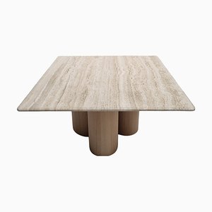 Mesa de comedor escultural de travertino, años 70