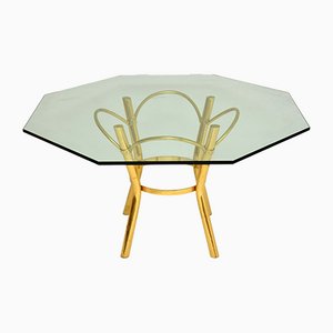 Vintage Brass and Glass Dining Table, 1970s