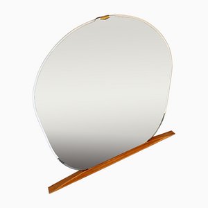 Large Oval Mirror with Brass Shell Profile, 1950s