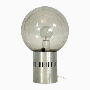 Mid-Century Aluminum and Bullicante Glass Table Lamp from Stilux Milano