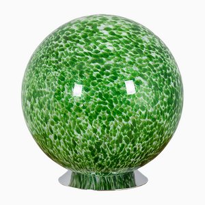 Large Italian Spherical Green Glitter Table Lamp in Murano Glass by Gino Vistosi, 1970s
