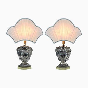 Silver-Plated Copper Lamps with Fan, Set of 2