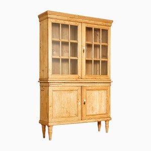 Antique German Distressed Pine Kitchen Cabinet with Shelves