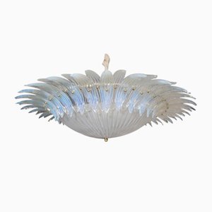 Iridescent and White Murano Glass Chandelier from Barovier and Toso